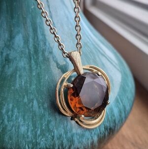 Vintage Amber Gold Tone Pendant